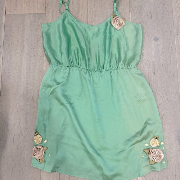 Anthropologie Eloise vintage inspired slip new with tags medium rosette green - Picture 7 of 10